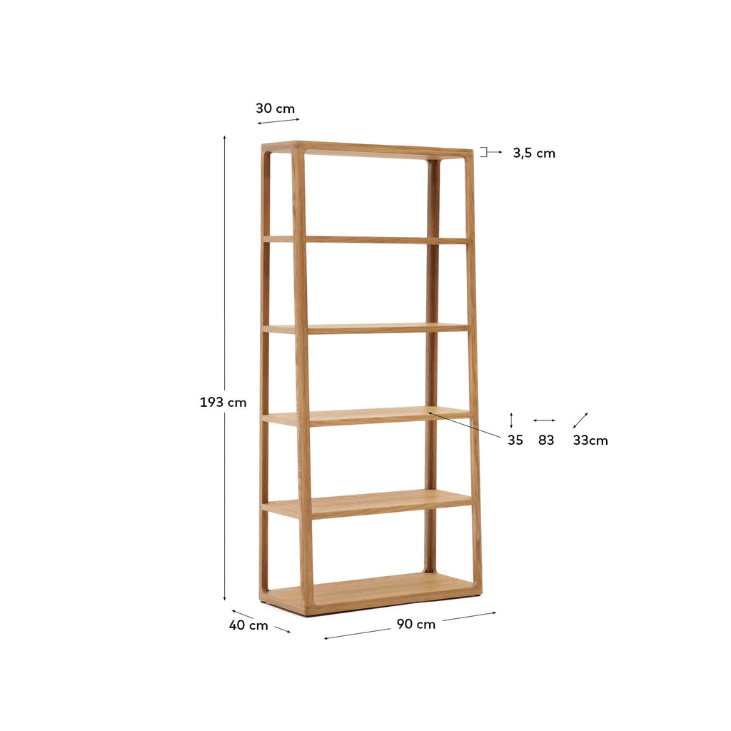 Étagère Maymai avec structure en bois de chêne 90 x 193 cm