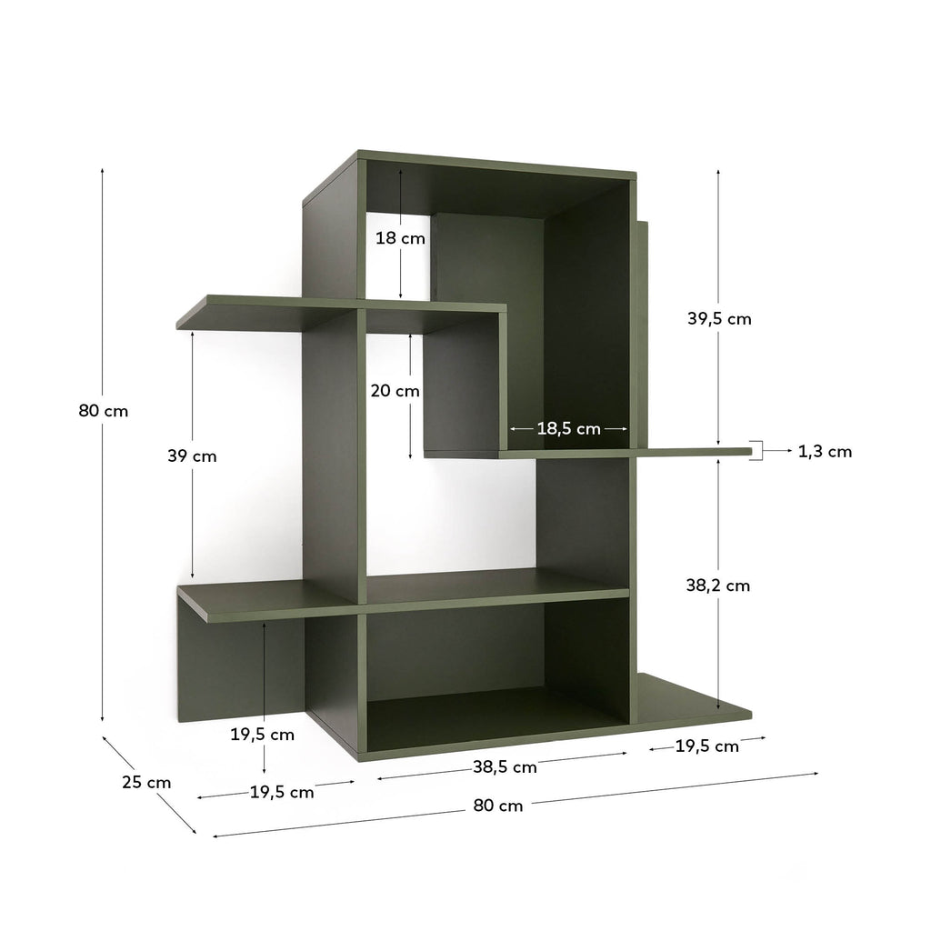 Étagère modulable Ina en MDF laqué vert 80 x 80 cm FSC 100%