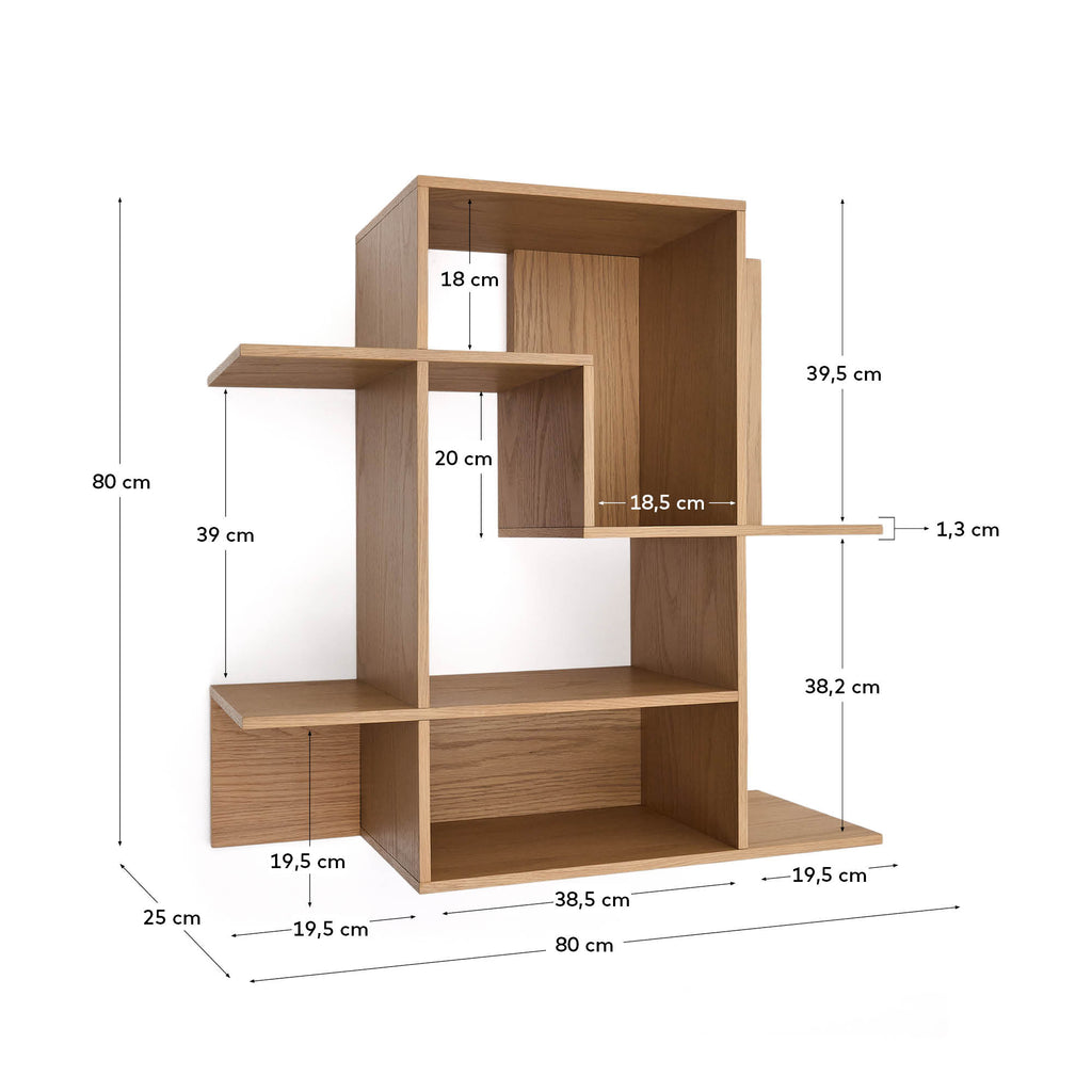 Étagère modulable Ina en placage de chêne finition ton naturel 80 x 80 cm FSC 100%
