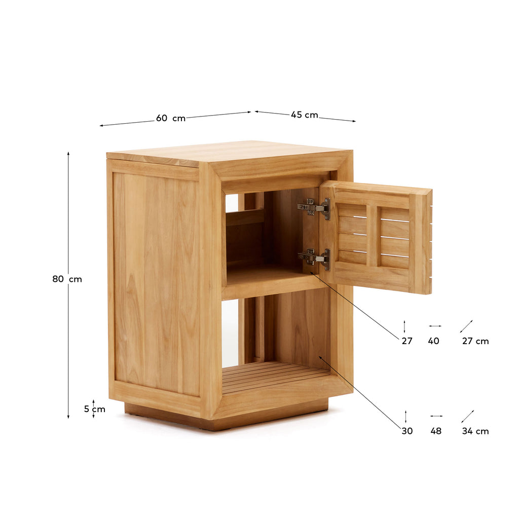 Meuble de salle de bain Kenta bois de teck finition naturelle 60 x 45 cm