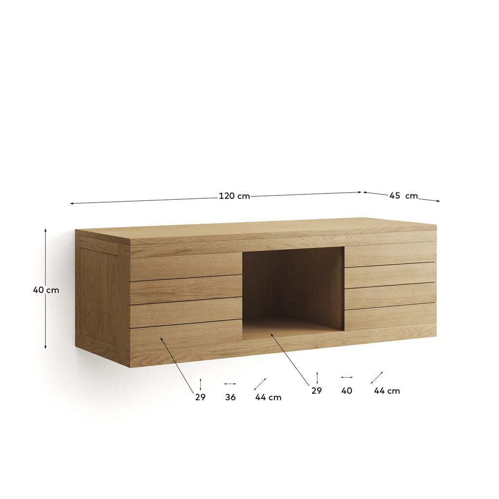 Meuble de salle de bain Yenit en bois de teck finition naturelle 120 x 45 cm