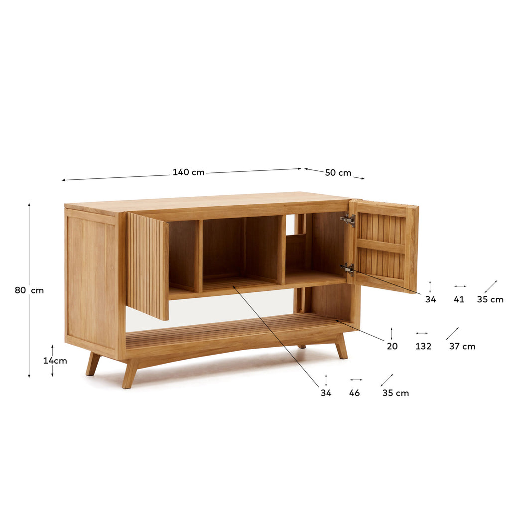 Meuble de salle de bain Kuveni en bois de teck finition naturelle 140 x 50 cm