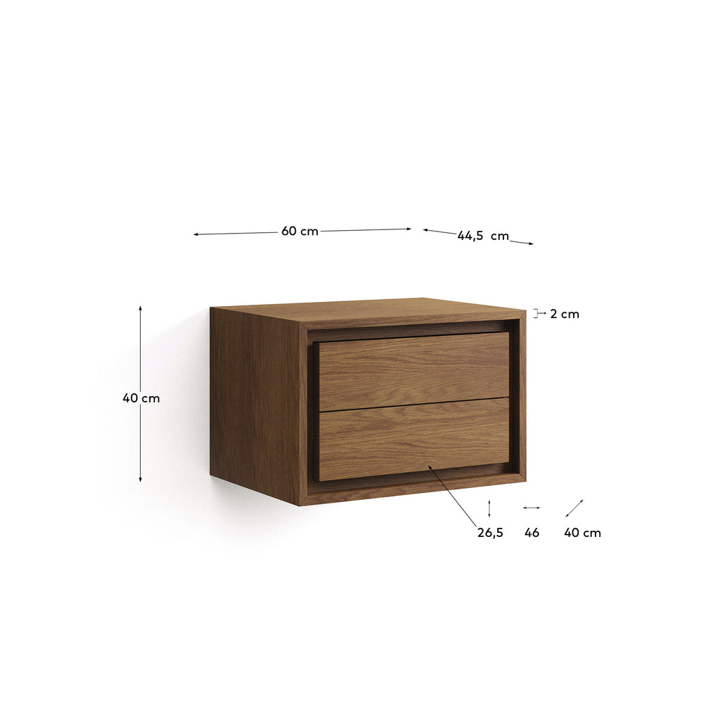 Meuble de salle de bain Kentaen bois de teck finition noyer 60 x 45 cm