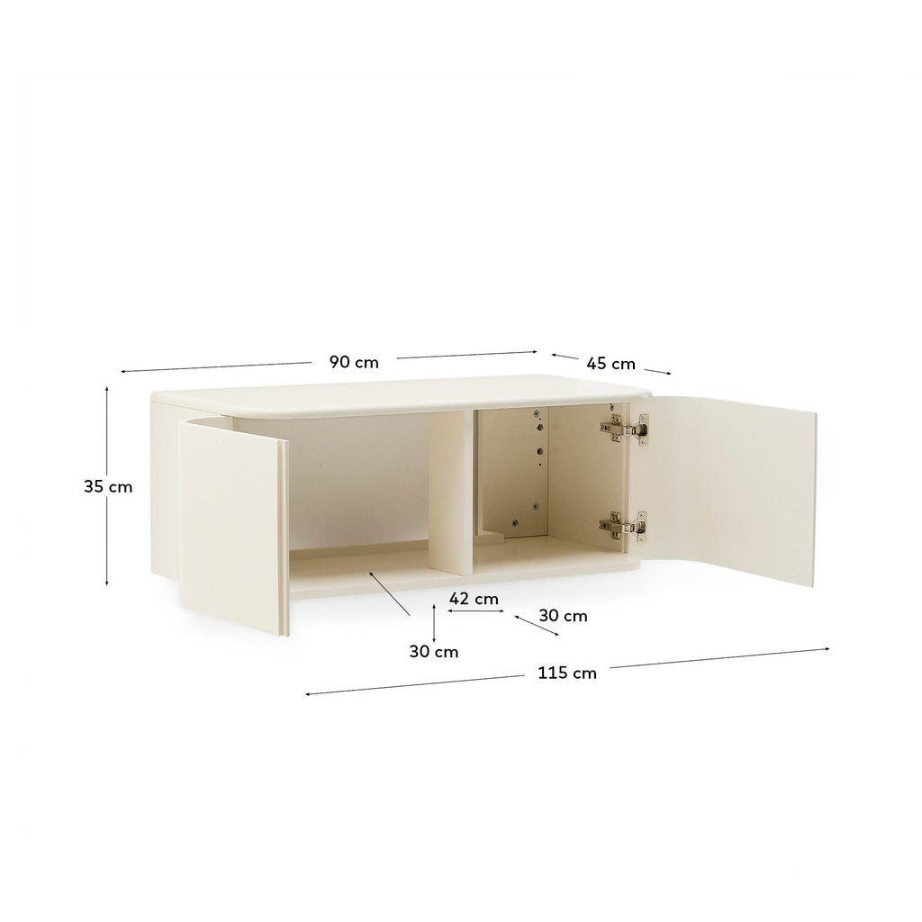Meuble de salle de bain Salaya en contreplaqué de frêne avec finition laquée beige 90 x 45cm