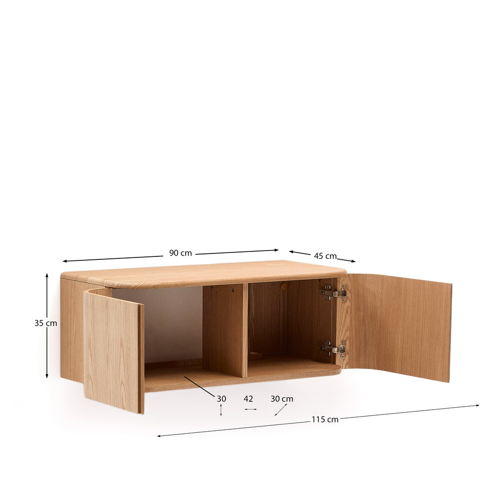 Meuble de salle de bain Salaya en contreplaqué de frêne avec finition naturelle 90 x 45 cm