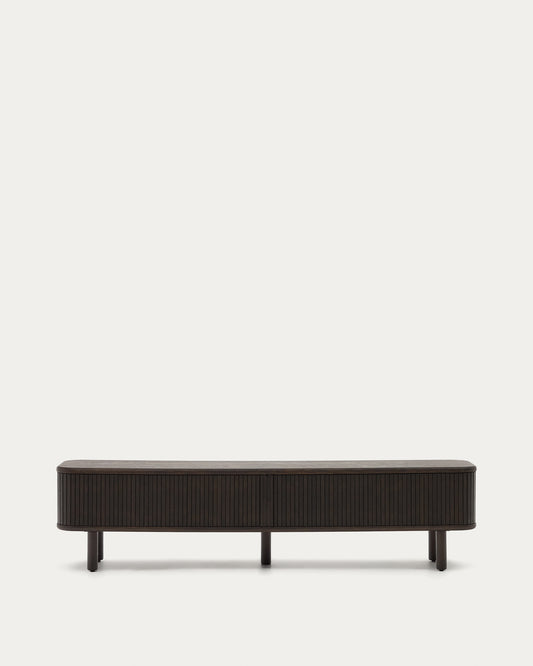 Meuble TV Mailen 2 portes en placage de frêne avec finition foncée  200 x 50 cm