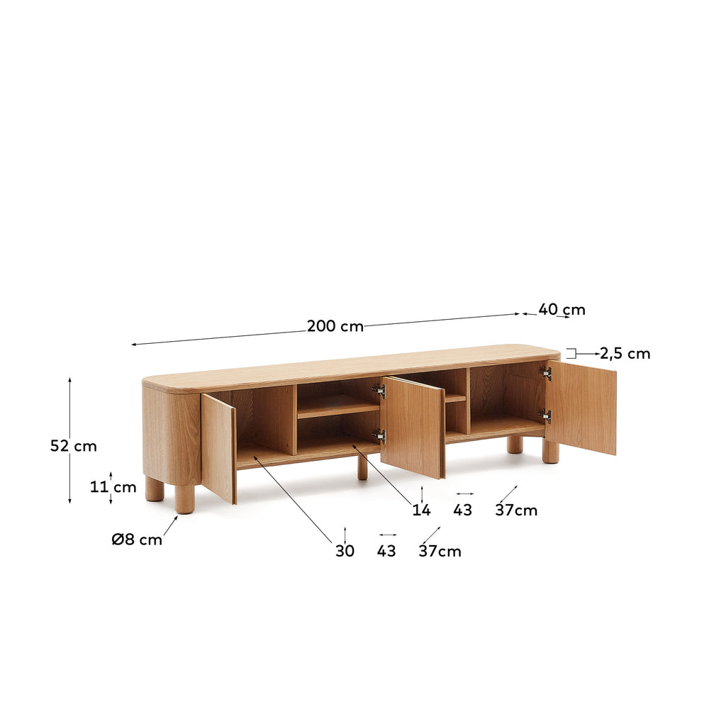 Meuble TV Salaya en contreplaqué de frêne FSC Mix Credit 200 x 52 cm
