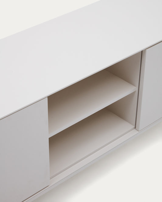 Meuble de TV Vedrana 3 portes DM laqué blanc 195 x 55 cm