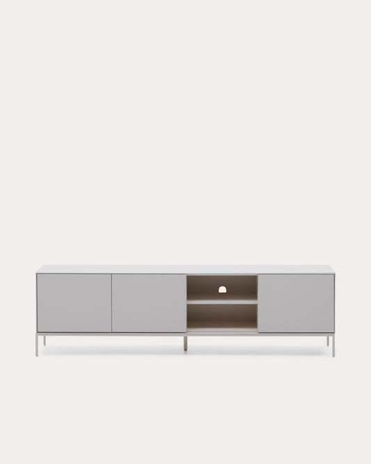 Meuble de TV Vedrana 3 portes DM laqué blanc 195 x 55 cm