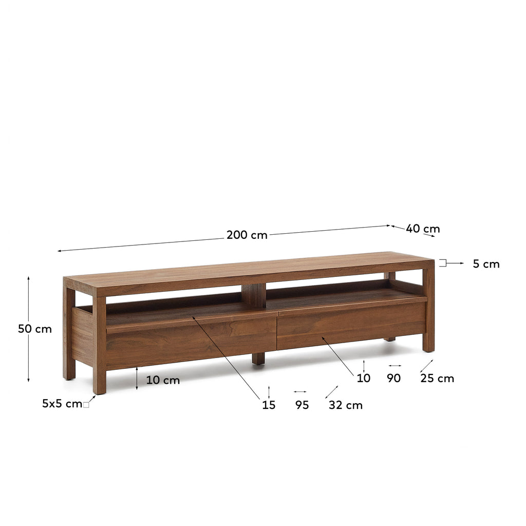 Meuble TV Sashi en bois de teck 200 x 40 cm
