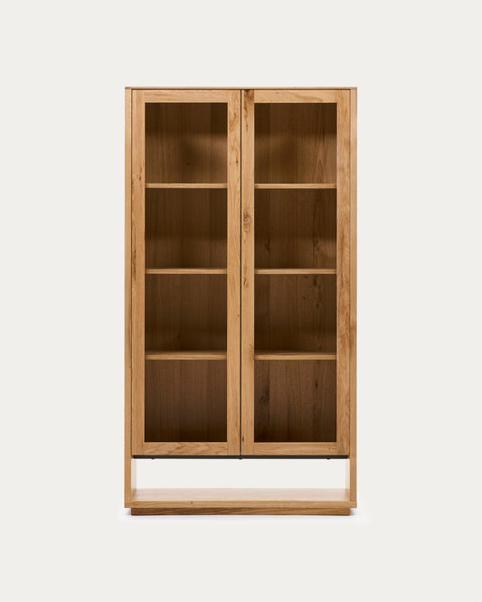 Buffet vitrine Alguema en placage de chêne finition naturelle 100 x 185 cm