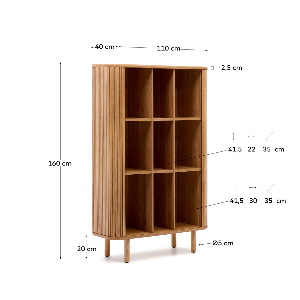 Buffet haut Mailen 2 portes en placage de frêne avec finition naturelle 110 x 160 cm