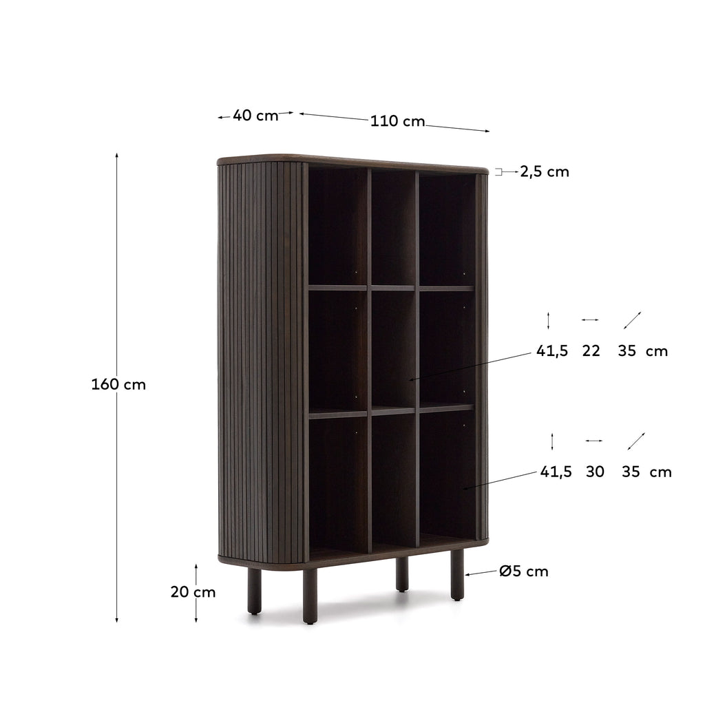 Buffet haut Mailen 2 portes en placage de frêne avec finition foncée 110 x 160 cm
