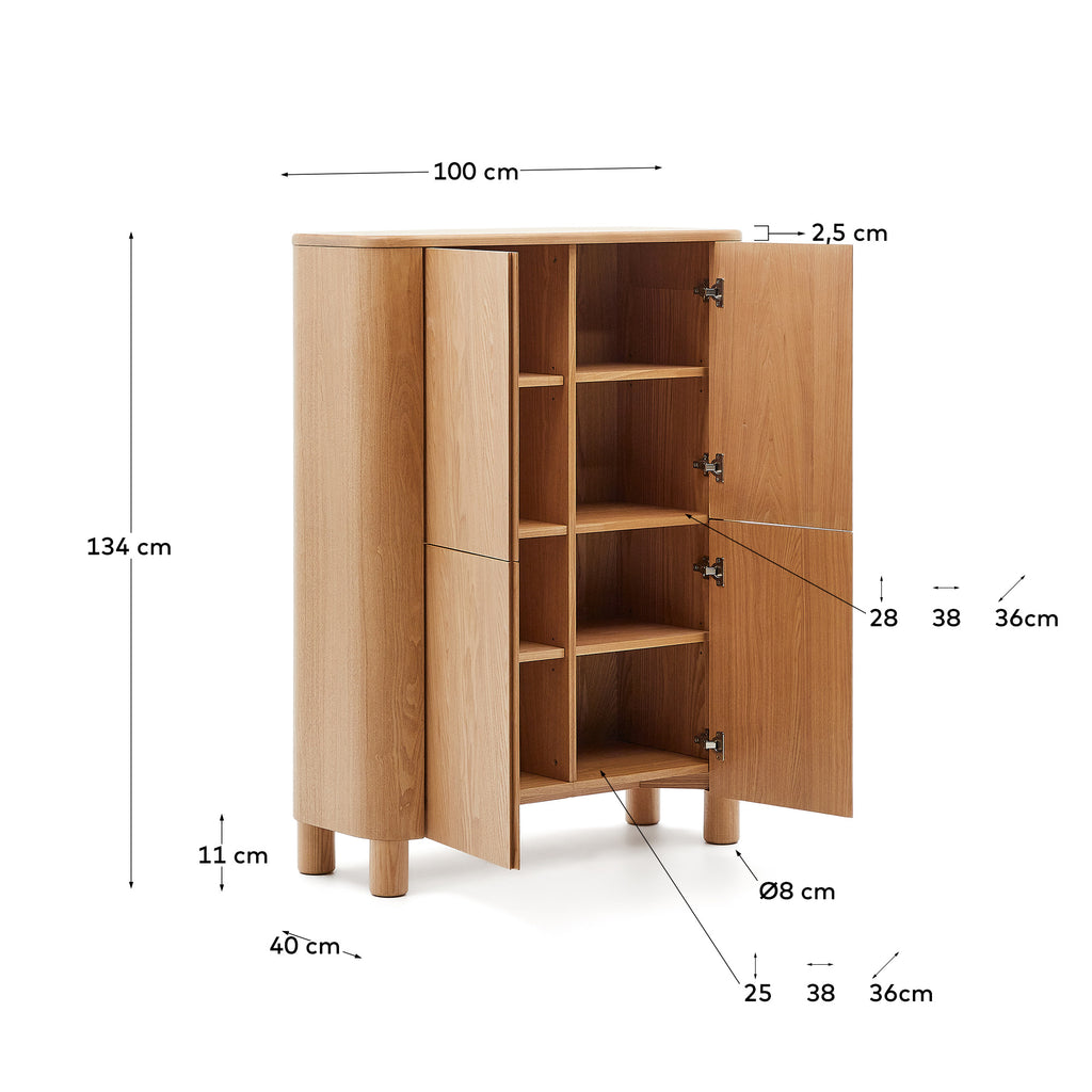 Buffet haut Salaya en contreplaqué de frêne FSC Mix Credit 100 x 134 cm