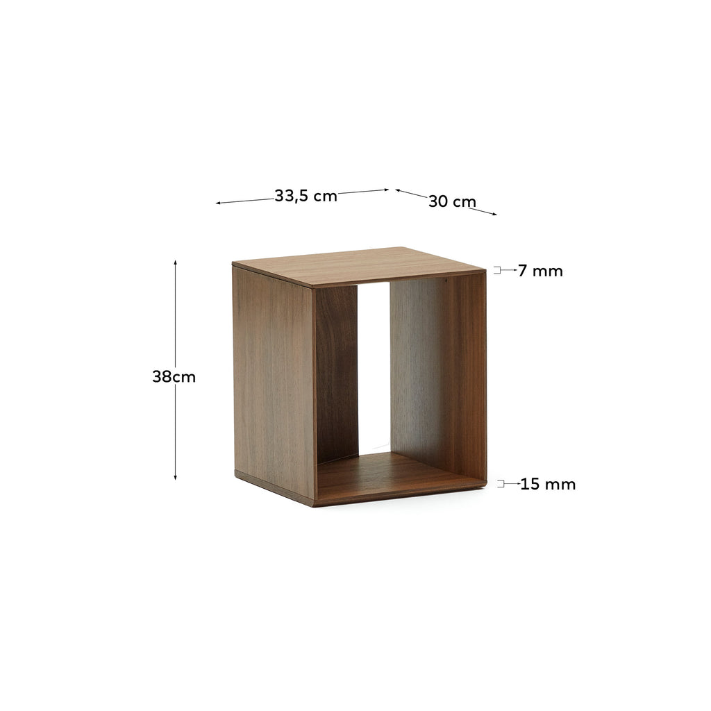 Module étagère petit format Litto en placage de noyer 34 x 38 cm