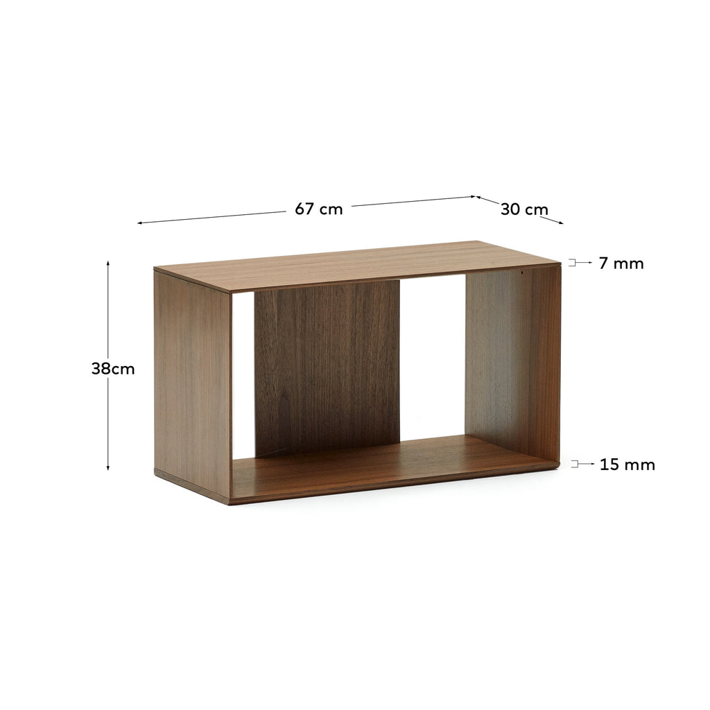 Module étagère format moyen Litto en placage de noyer 67 x 38 cm