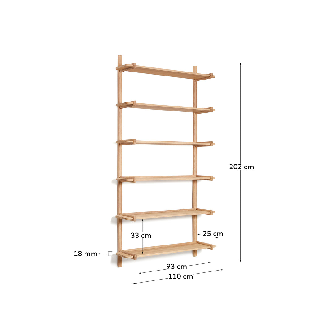Étagère modulable Sitra 6 étagères bois de chêne finition naturelle 110cm FSC Mix Credit