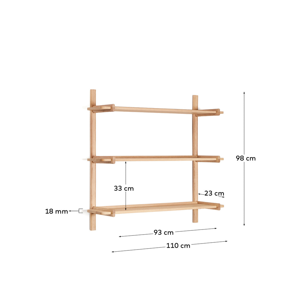 Étagère modulable Sitra 3 étagères bois de chêne finition naturelle 110 cm FSC Mix Credit