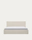 Lit Nahiri en chenille beige avec coffre relevable pour matelas de 160 x 200 cm