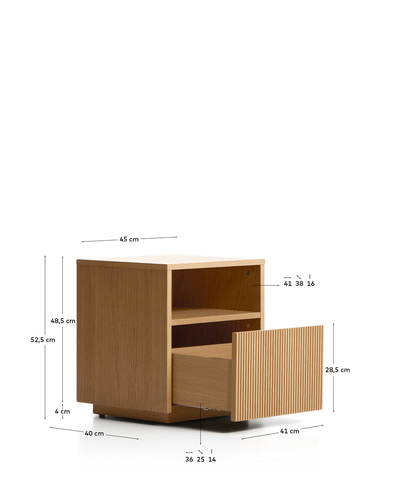 Table de nuit Helvine 1 tiroir en placage de chêne 45 x 52 cm FSC 100 %