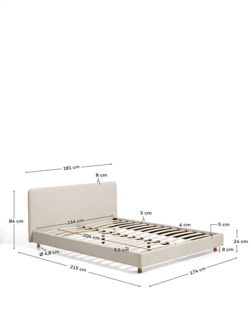 Lit Selven en chenille beige pour matelas de 160 x 200 cm