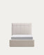Lit avec sommier coffre Darnela en chenille écrue pour matelas de 90 x 200 cm