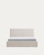 Lit avec sommier coffre Darnela en chenille écrue pour matelas de 150 x 200 cm