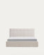 Lit avec sommier coffre Darnela en chenille écrue pour matelas de 160 x 200 cm