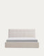 Lit avec sommier coffre Darnela en chenille écrue pour matelas de 180 x 200 cm