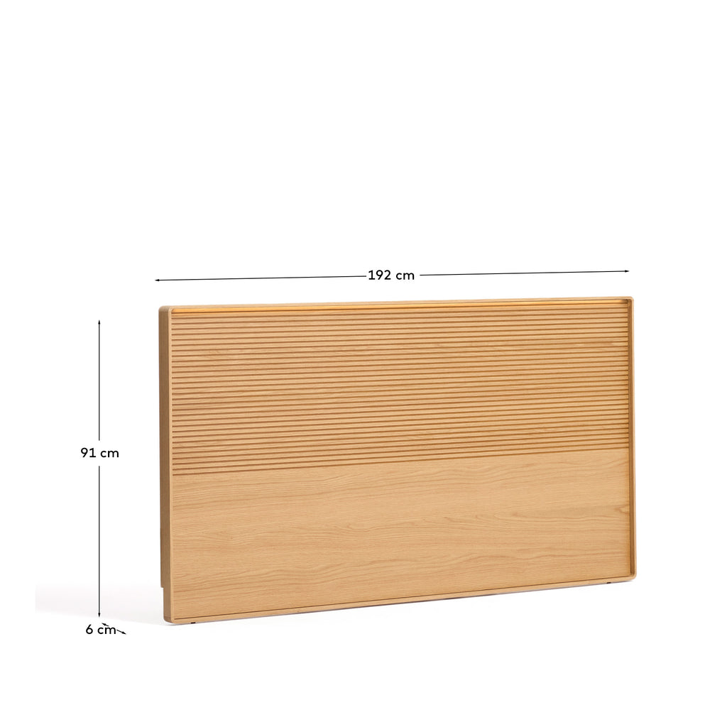 Tête de lit Norlen en placage de chêne avec finition naturelle et lumière LED pour lit jusqu’à 180 cm FSC Mix Credit