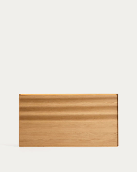 Tête de lit Norlen en placage de chêne avec finition naturelle et lumière LED pour lit jusqu’à 160 cm FSC Mix Credit