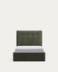 Lit avec sommier coffre Darnela en chenille vert mousse pour matelas de 90 x 200 cm