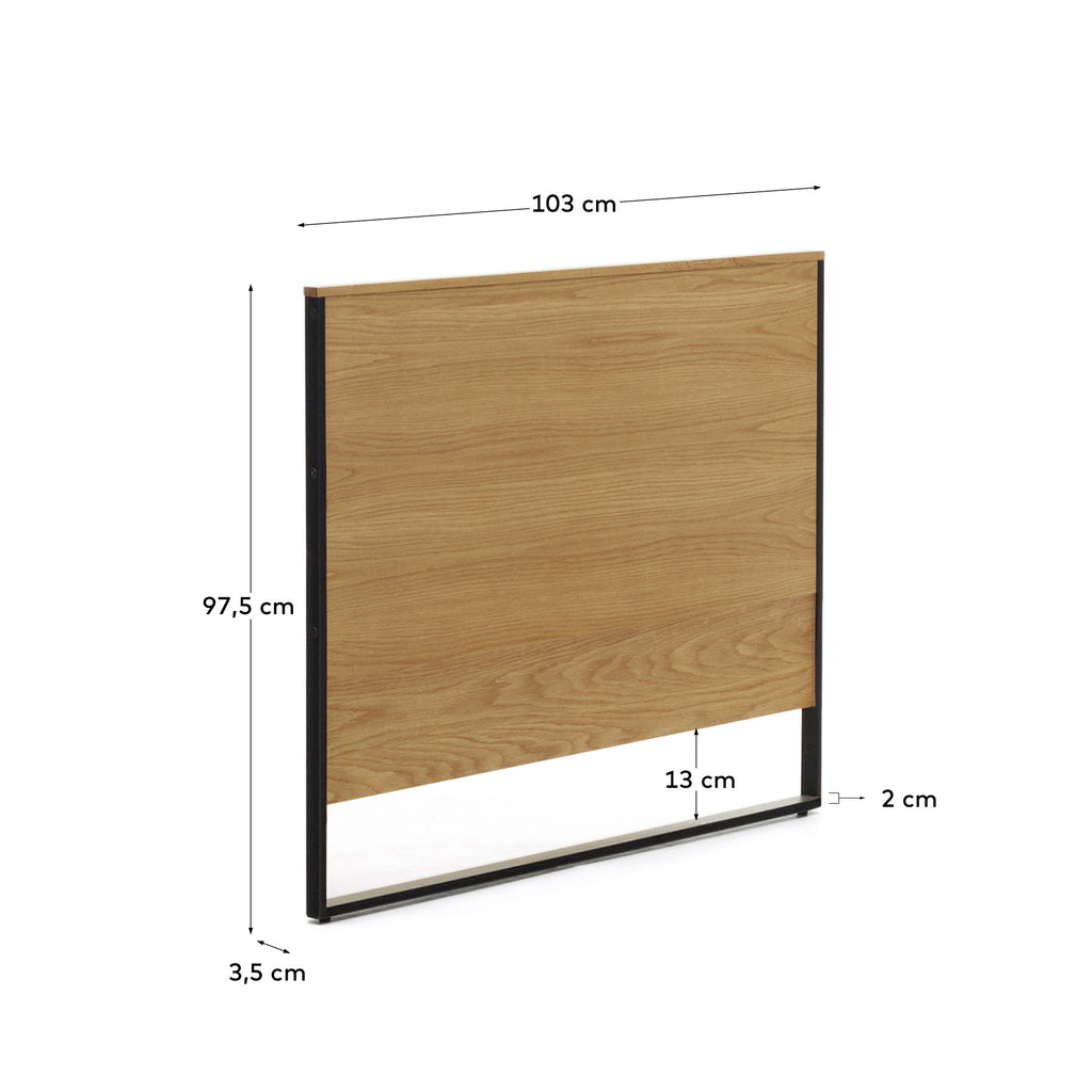 Tête de lit Taiana en placage de chêne et pieds en acier finition noire 90 cm