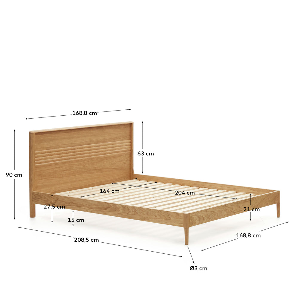 Lit Lenon en bois et placage chêne pour matelas de 160 x 200 cm FSC MIX Credit