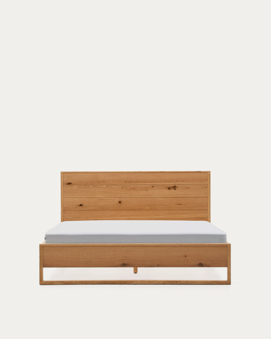 Lit Alguema en placage de chêne avec finition naturelle pour matelas 160 x 200 cm