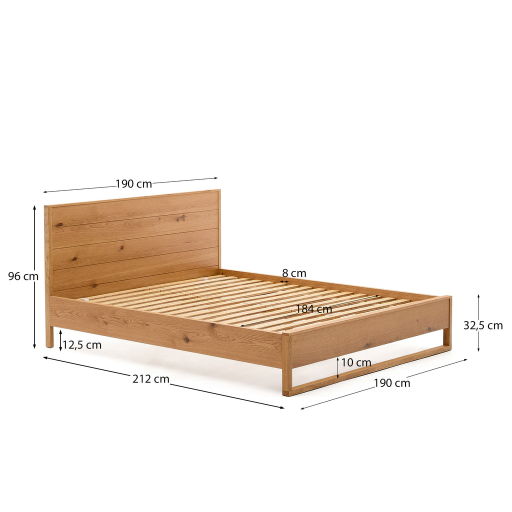 Lit Alguema en placage de chêne avec finition naturelle pour matelas 180 x 200 cm