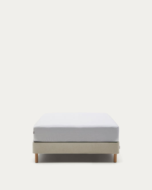 Base déhoussable Ofelia écru avec pieds en bois de hêtre pour matelas 90 x 200 cm FSC Mix Credit