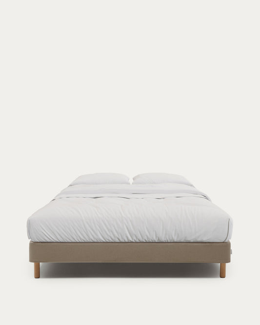 Base déhoussable Ofelia marron avec pieds en bois de hêtre pour matelas de 160 x 200 cm