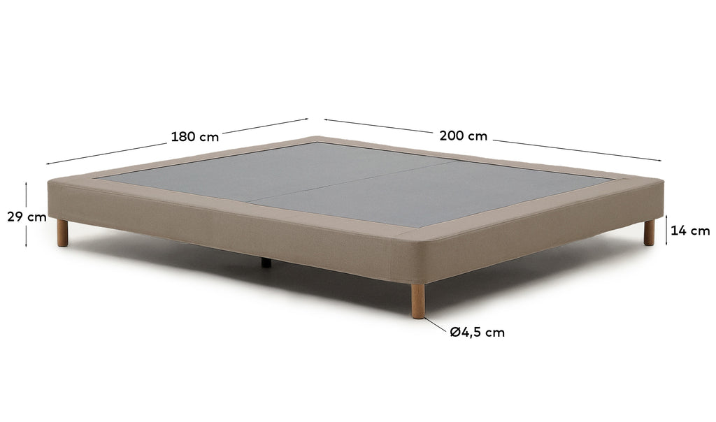 Base déhoussable Ofelia marron avec pieds en bois de hêtre pour matelas de 180 x 200 cm