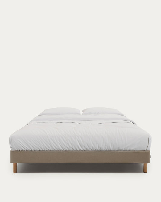 Base déhoussable Ofelia marron avec pieds en bois de hêtre pour matelas de 180 x 200 cm