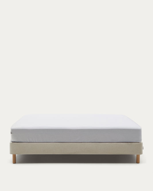 Base déhoussable Ofelia écru avec pieds en bois de hêtre pour matelas 180 x 200 cm FSC Mix Credit