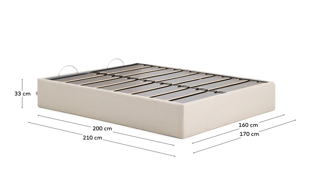 Sommier coffre déhoussable Nelzi en chenille écrue pour matelas de 160 x 200 cm FSC 100 %