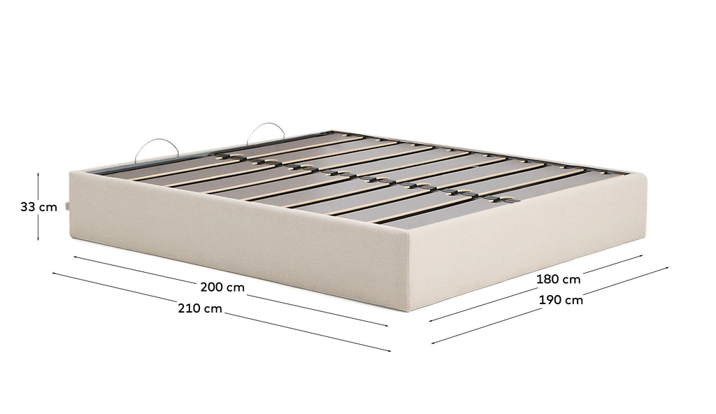 Sommier coffre déhoussable Nelzi en chenille écrue pour matelas de 180 x 200 cm FSC 100 %