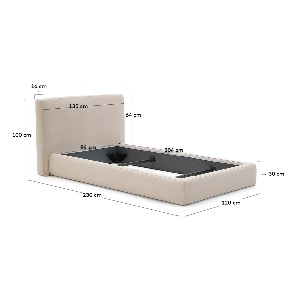 Cadre de lit déhoussable Blok écru pour matelas de 90 x 200 cm FSC Mix Credit