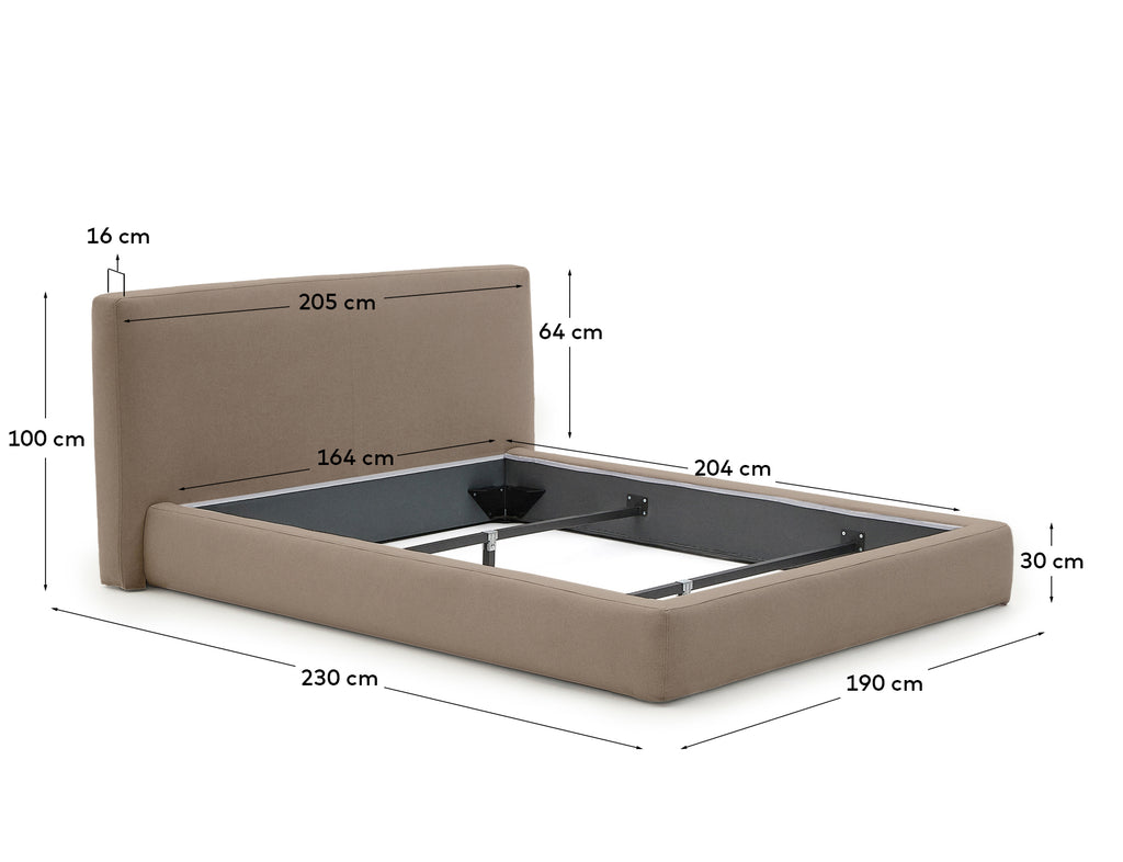 Lit déhoussable Blok marron pour matelas de 160 x 200 cm FSC Mix Credit