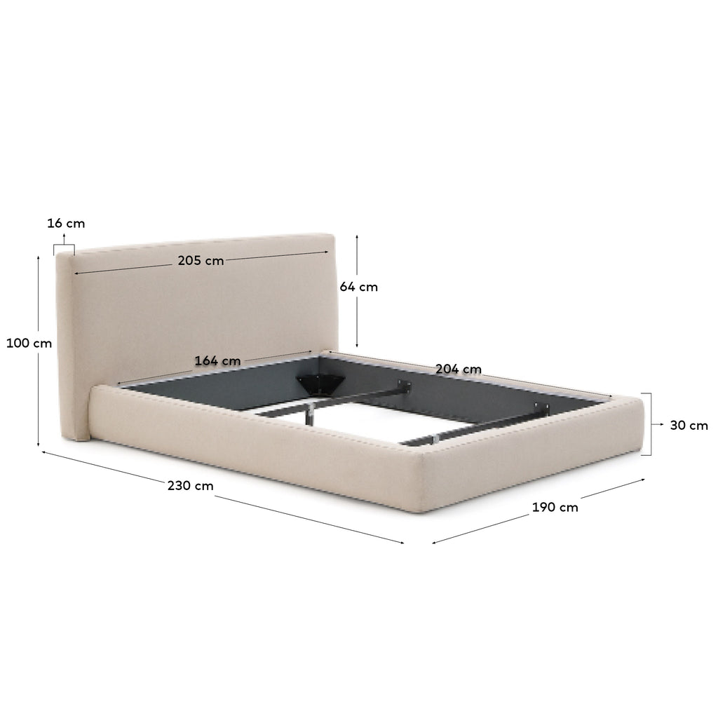 Cadre de lit déhoussable Blok écru pour matelas de 160 x 200 cm FSC Mix Credit