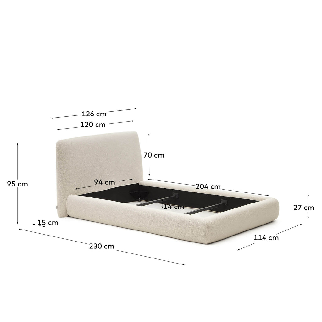 Lit déhoussable Martina bouclette écru pour matelas   de 90 x 200 cm FSC Mix Credit
