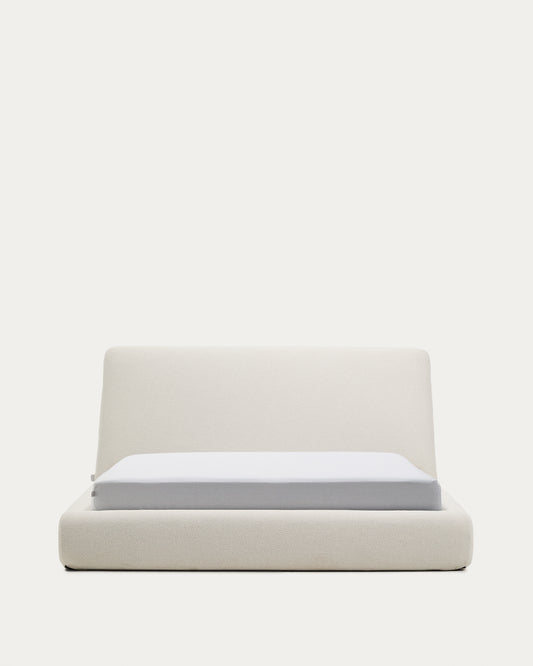 Lit déhoussable Martina en chenille écrue pour matelas de 160 x 200 cm