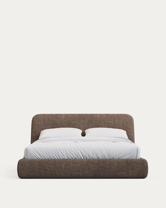Lit déhoussable Martina en bouclette marron pour matelas de 180 x 200 cm FSC Mix Credit