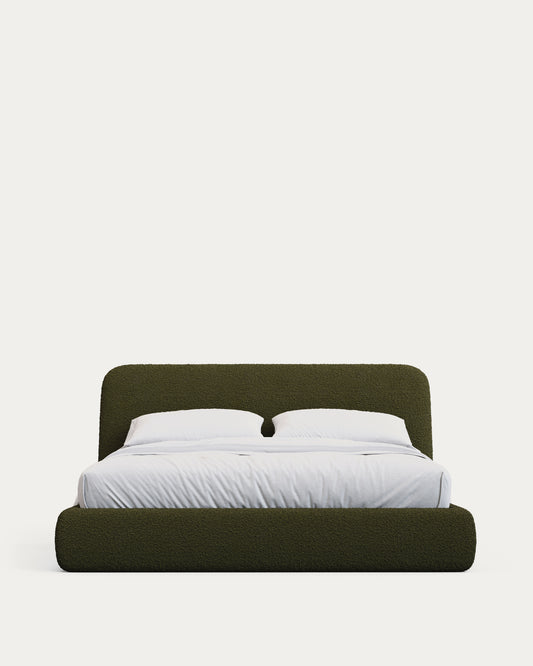 Lit déhoussable Martina en bouclette vert foncé pour matelas de 180 x 200 cm FSC Mix Credit